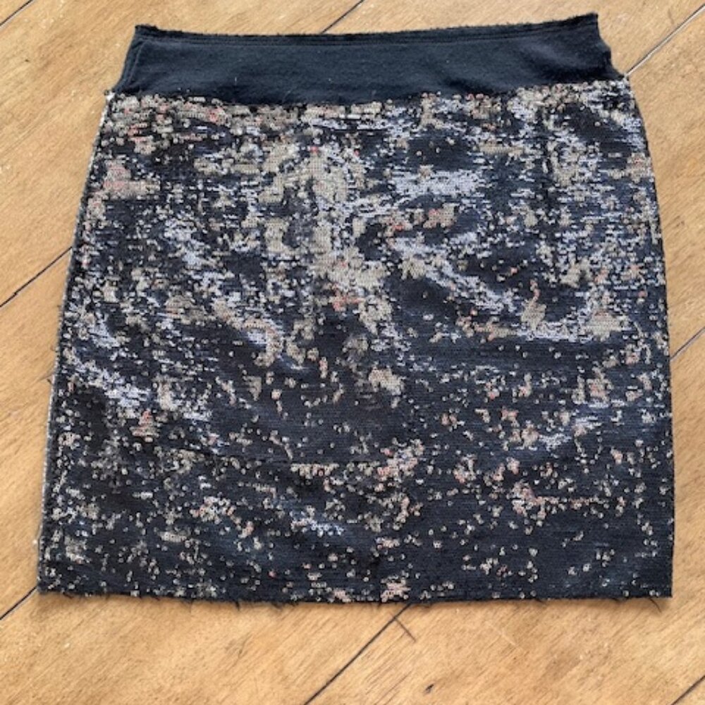 Zara Vintage Sequin Skirt Party/Cocktail Black/Silver Sequins, Size S